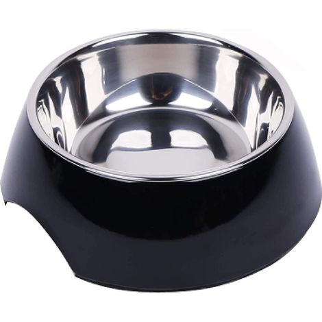 Gamelle, Pour chiens et chats, Gamelle pour chat en acier inoxydable, 200ML - le noir (1/5)