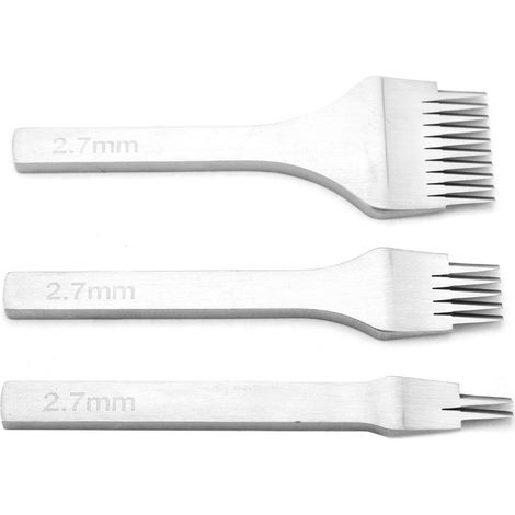 Ensemble d'outils à poinçonner en acier blanc 2/5/10, ciseau à coudre et à lacer pour l'artisanat du cuir (2,7 mm) (1/5)