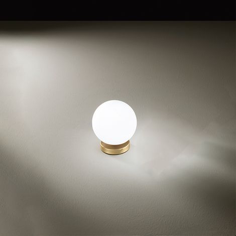 Lampada MAGA da tavolo in metallo colore oro diffusore sferico in vetro attacco G9 d.10cm (1/2)
