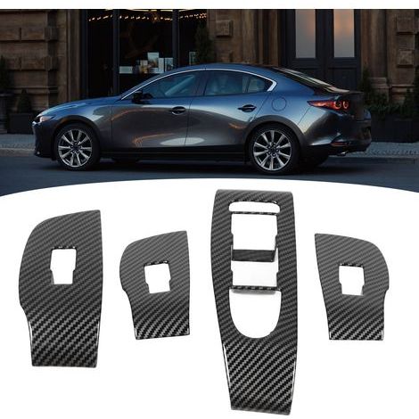 Pannello interruttori alzacristalli in stile fibra di carbonio per Mazda 3 Sedan CX-30 - 7 pezzi (1/5)