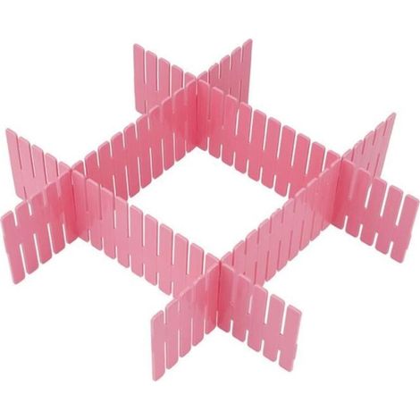 Bardusch - Organisateur de tiroir - - 4 pièces - Plastique - Rose - Séparateurs ajustables (1/4)
