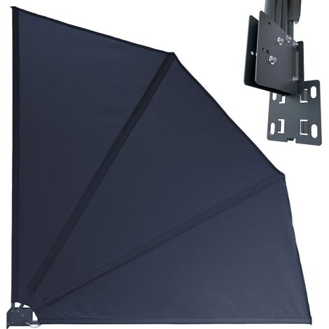 Sichtschutz Fächer 115 x 115 cm EASY MOUNT GRAU Blickdicht Balkon Trennwand Windschutz Sonnenschutz (1/5)