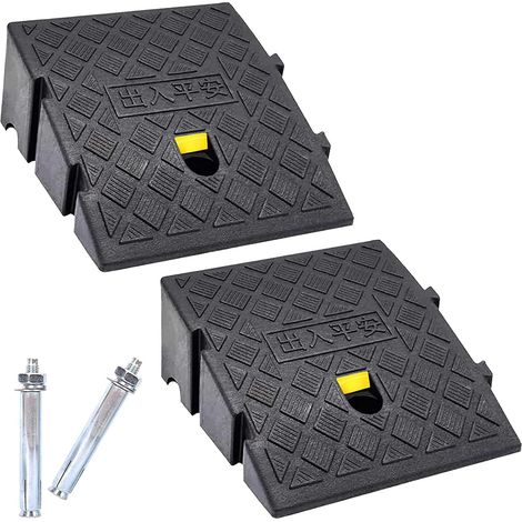 Rampes de trottoir, rampe de trottoir portable légère pour allée, trottoir, voiture, scooter, lot de 1 avec 1 boulon d'expansion (7 cm (H) x 2 pièces) (1/5)