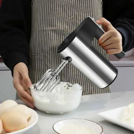 Batteur électrique en acier inoxydable - Batteur à main 450W - 5 vitesses - Machine à pâte