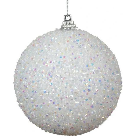 Adorno navideño de espuma blanca con partículas brillantes, 8 cm, ligero, 1 unidad. (1/2)