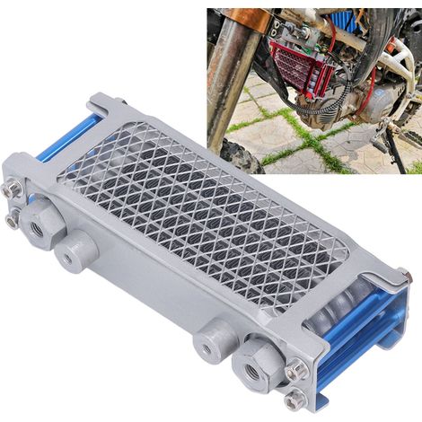 Universeller 4-reihiger Aluminium-Ölkühler-Satz für Monkey 125 50cc bis 150cc Offroad-Motorräder (Blau - Flache Halterung - Kleine Seitenabdeckung) (1/5)