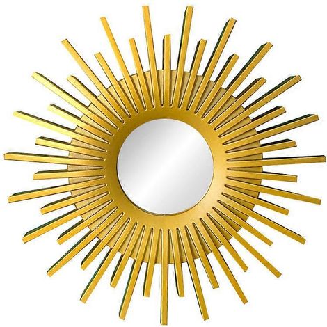 2 Pieces Golden Mirror Decorative Wall Decoration Round Golden Round Sun Mirror for Living Room Bedroom Bathroom Decorative Mirror Modern (1/3)