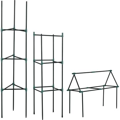 Lot de 3 treillis de jardin en acier 38x38x182 cm pour plantes grimpantes (1/5)