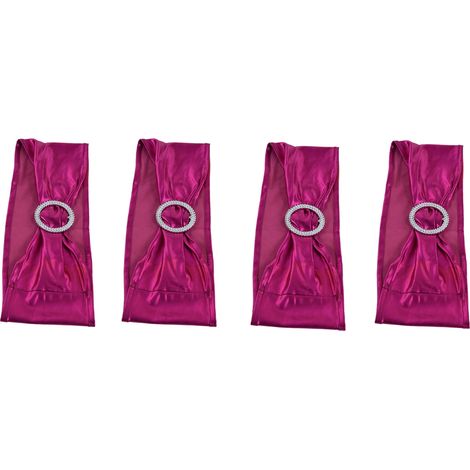 Lot de 10 attaches élastiques pour chaises, avec nœuds, pour décoration de mariage, banquet et hôtel, rose rouge. (1/5)