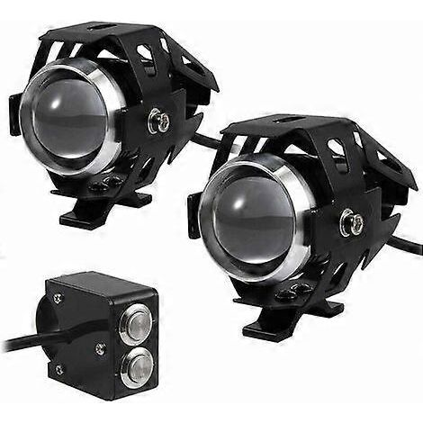 Lot de 2 phares LED additionnels 15 W pour moto, projecteur antibrouillard avant, 3000 lm, U5, étanches, 12-24 V