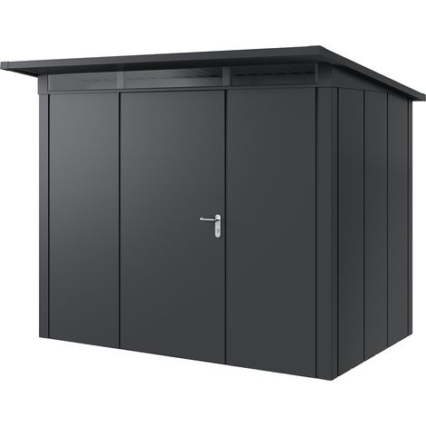 Hörmann Metall-Gerätehaus "Juno" mit Pultdach, JPD8 - Design, 262 x 166 cm (B x T), anthrazit, 1-flüglige Tür, Anschlag links (1/5)
