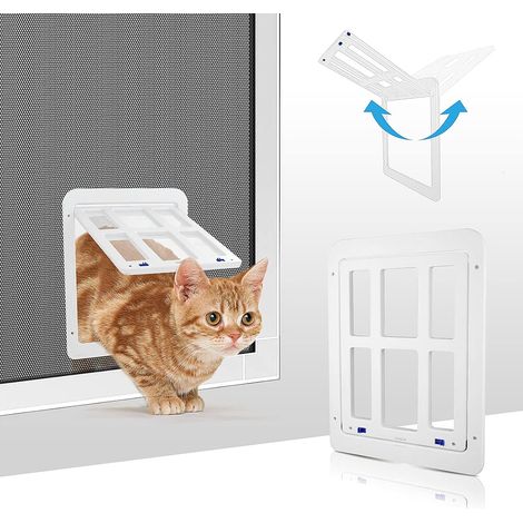 Chatiere pour Moustiquaire Chattiere Porte Chat Facile à Installer Esthétique et sans Bruit Moustiquaire Porte Chat (25 cm x 31.5 cm)-Blanc (1/5)