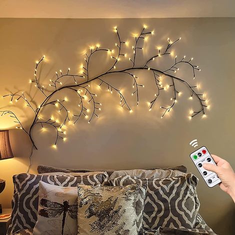 Lichterkette mit An/Aus-Fernbedienung, warmweiße Lichterkette, 5 Stufen dimmbar / 144 LEDs für Ostern, Innenwanddekoration, ästhetische Dekoration (Warmweiß) [Energieklasse G] (1/5)