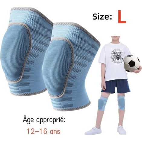 Genouillère de Compression,Attelle de Genou Élastique,Genouillère de Sport,pour Enfant,Rollers,Danse,Vélo,Trotinette,Football,Bleu,L (1/4)