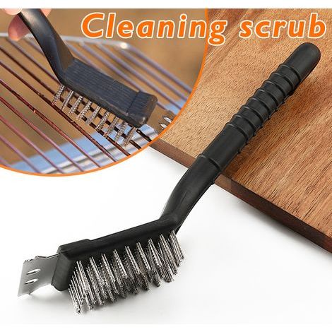 2-in-1 BBQ Cleaning Brush, Metal Scraper, Steel Wire Brush with Ergonomic Handle, BBQ Accessories - AquaForge (1/4)