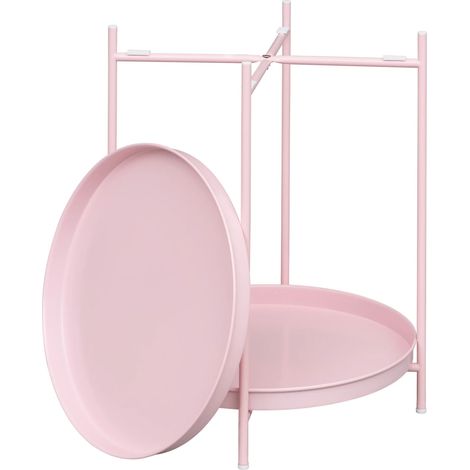 Runder Metall-Beistelltisch mit 2 abnehmbaren Tabletts 44 x 53 cm Rosa MODENUIT (1/5)