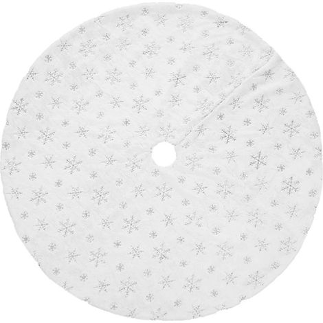 Jupe de sapin blanche de Noël, tapis de sapin pour décoration de Noël, avec flocons de neige à paillettes (1/5)