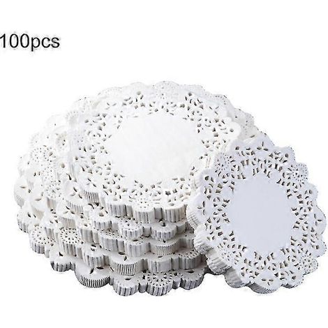 100 napperons ronds en dentelle de papier pour gâteaux, sets de table, décoration de fête, mariage et pâtisserie KAESI (1/5)