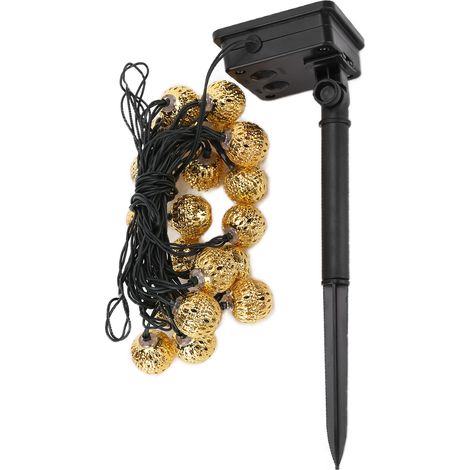 Guirlande lumineuse solaire LED à boule, 8 modes de couleur réglables, intelligente et étanche, pour cour extérieure. (1/5)