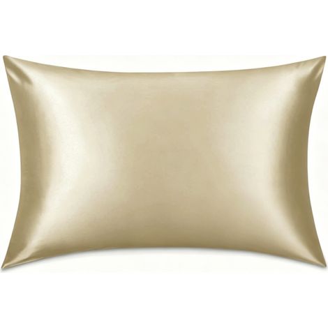 Funda de almohada de seda – beneficiosa para la salud del cabello y la piel, con cremallera oculta (50 x 75 cm) – Champán (1 unidad) (1/5)