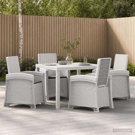 vidaXL Conjunto de Comedor de Jardín 5 uds. Blanco y Antracita PP (1/5)