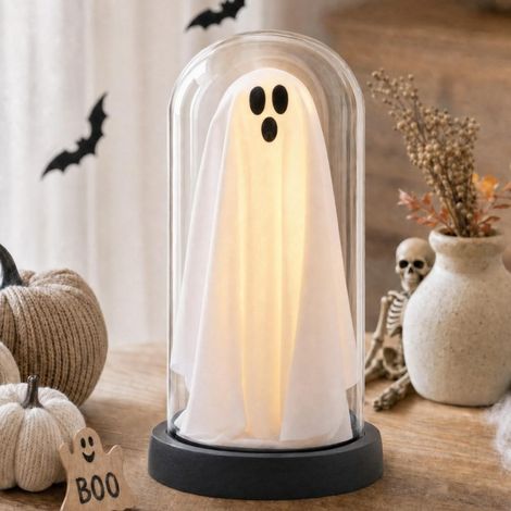 Irovami Fantôme lumineux sous cloche verre – Halloween, LED, centre de table (1/5)