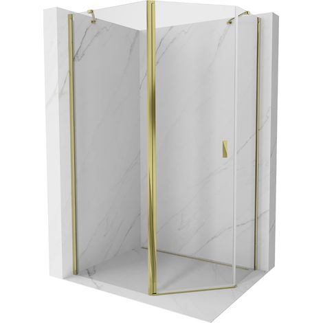 Mexen Mist cabine de douche pentagonale asymétrique pivotante 100 x 80 cm, transparent, or - 8A8-100-080-50-00 (1/5)