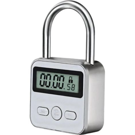 Cadenas minuteur métallique 99 heures, écran LCD, rechargeable (1/5)