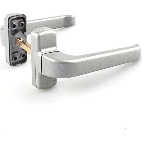 Scudo reversibile con serratura a maniglia in alluminio argento