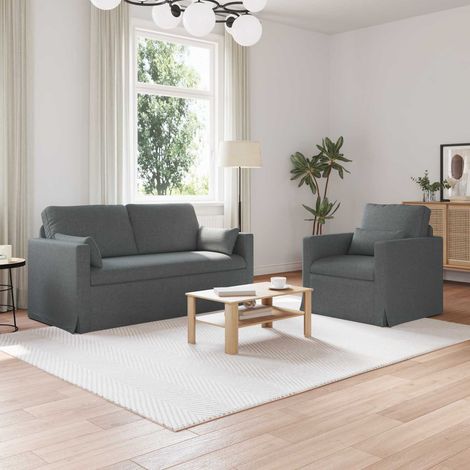Sofa Set 2 pcs Dunkelgrau 158 x 78 x 80 cm Stoff