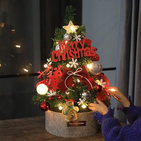 Árbol De Navidad Artificial - 60 Cm - Con Luces Led Integradas - Base Estable - Para Mesa - PVC Y Polipropileno (1/5)