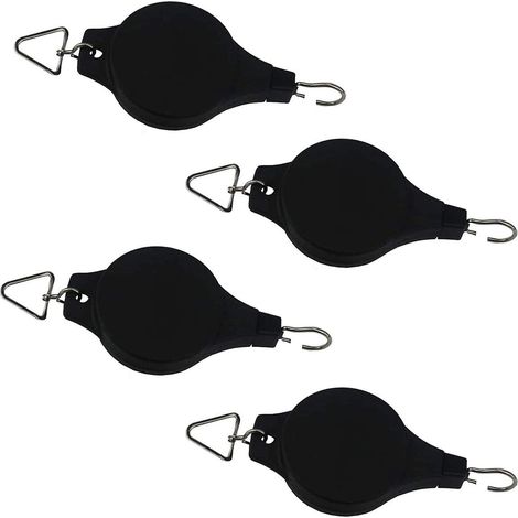 Set mit 4 schwarzen Rollen zum Aufhängen von Blumentöpfen und Vogelfutterhäuschen (1/3)