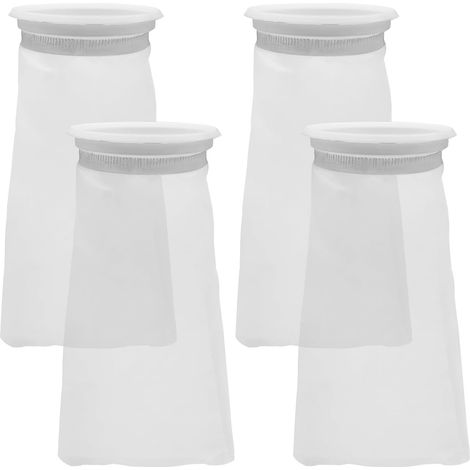 Lot de 4 sacs filtrants pour aquarium de 10,2 cm, chaussettes filtrantes en maille de nylon, filtration en feutre de 100 microns, anneau de 10,2 cm par 25,4 cm de long (1/5)