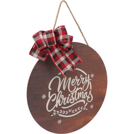 Weihnachtlicher Türschmuck aus Holz mit Fliege, rund, 300 mm (1/5)