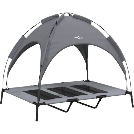 Lit pour chien avec auvent anthracite tissu Oxford et acier (1/5)