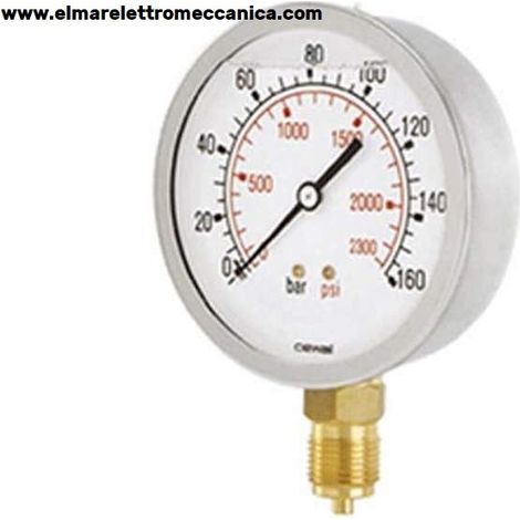 0-250 BAR 1/4" RADIALE diam.63 mm Manometro Glicerina Acciaio Idropulitrice