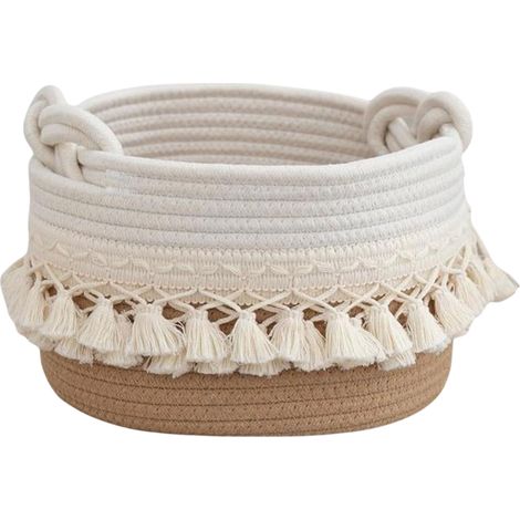 Panier de rangement en macramé pour pinceaux de maquillage, peignes et brosses, style bohème - Boîte de rangement pour la maison (1/5)