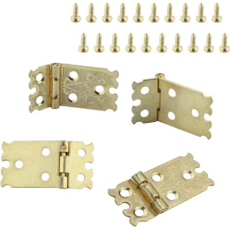 4 charnières métalliques pour meubles, boîtes à bijoux, coffrets cadeaux en bois, boîtes à outils, etc., 18 mm (1/5)