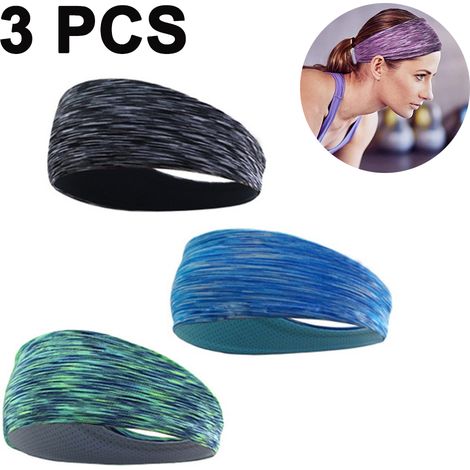 Juego de 3 cintas para la cabeza para hombre, cintas para la cabeza antitranspirantes para entrenamiento, cintas refrescantes para correr, fitness, yoga, ciclismo, senderismo, elásticas, antitranspira (1/5)
