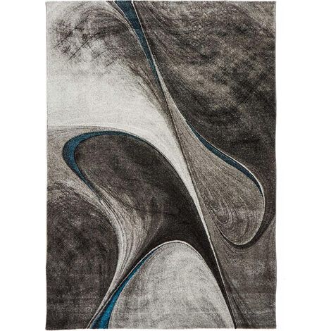 Tapis salon et chambre 200x290 noir rectangle tissé motif géométrique LYN8 MADILA