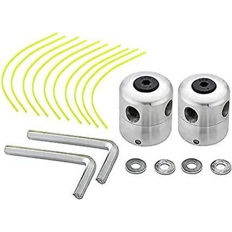 Lot de 2 têtes de débroussailleuse universelles en aluminium - Tête double fil - Bobine de fil en nylon - Accessoire pour débroussailleuse (1/5)