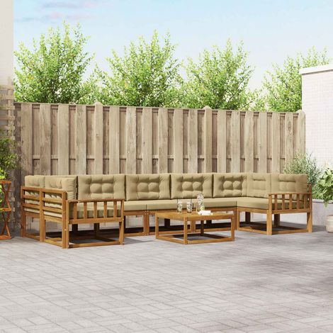 vidaXL Outdoor-Sofagarnitur mit Kissen 8 pcs Natur und Beige (1/5)