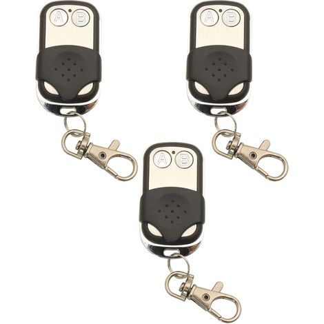 Télécommande 433Mhz - Lot de 3 - Code 1527 - 2 Boutons - Pour Portail et Alarme - Noir