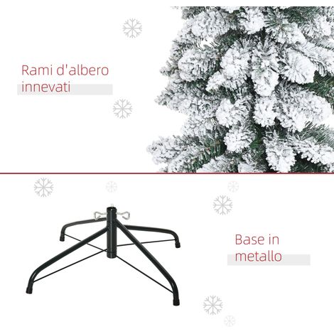 Sapin de Noël Blanc Neige 3 sections, 490 branches en métal et plastique, vert 54x54x210 cm (1/5)