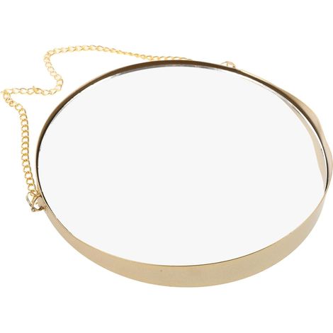 Miroir mural pratique rond SECFOU avec chaîne de suspension en fer , idéal pour la salle bain , cham