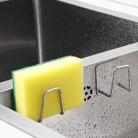 2 Stücke Schwammhalter Spülbecken Edelstahl Selbstklebend Silber (1/5)
