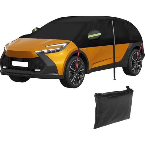 Demi-housse de voiture noire pour Toyota C-HR 2016-2024, tissu Oxford 420D, housse de pare-brise adaptée pour Toyota C-HR SUV Hybrid Sport, Sport+, Sol, Premiere Edition 2016-2024 (fermeture éclair de (1/5)