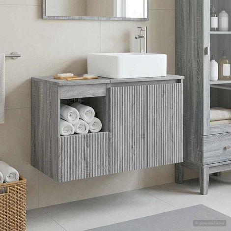 Beyamis Ensemble de meubles de salle de bain 2 pièces, gris (1/5)
