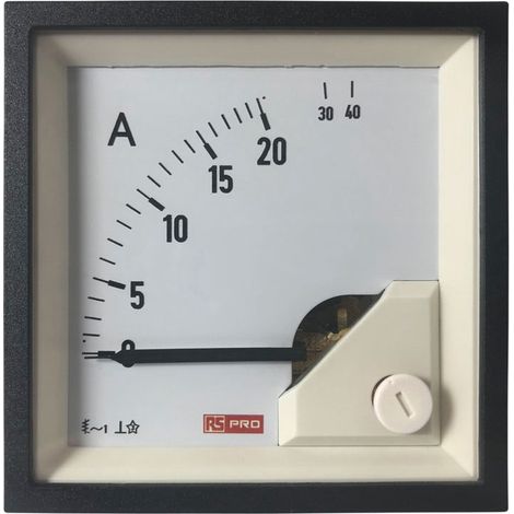 Ampèremètre analogique de panneau V c.a. RS PRO, Echelle 40 (Input)A, 72mm x 72mm ( Prix pour 1 ) (1/3)