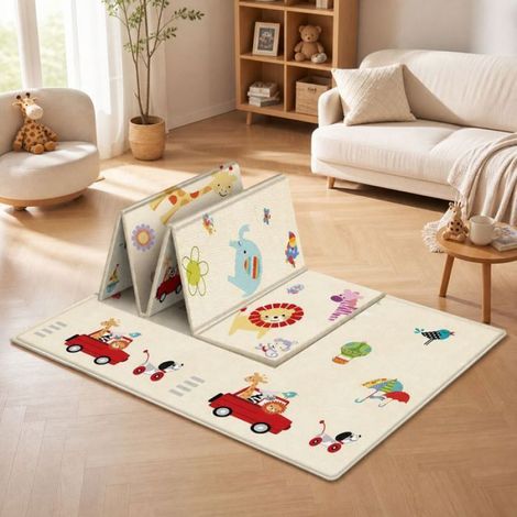 Tapis de jeu pliable bébé – LDPE épais antidérapant et imperméable – pour salon et éveil – 180x100 cm (1/4)